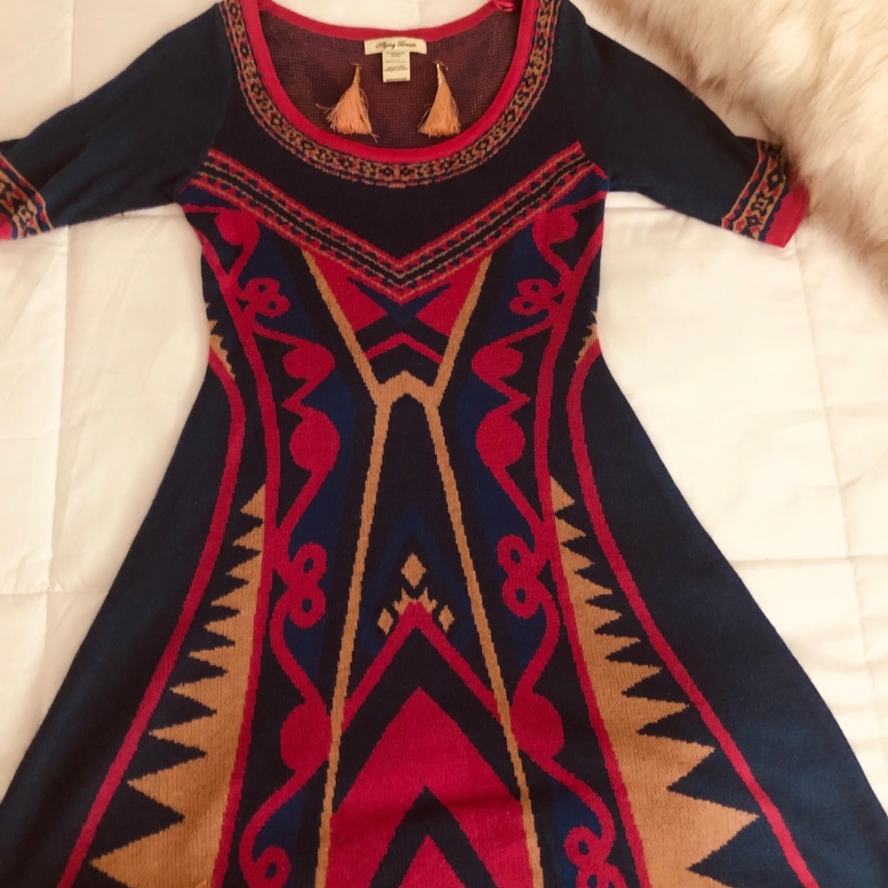 Boho fun print sweater dress